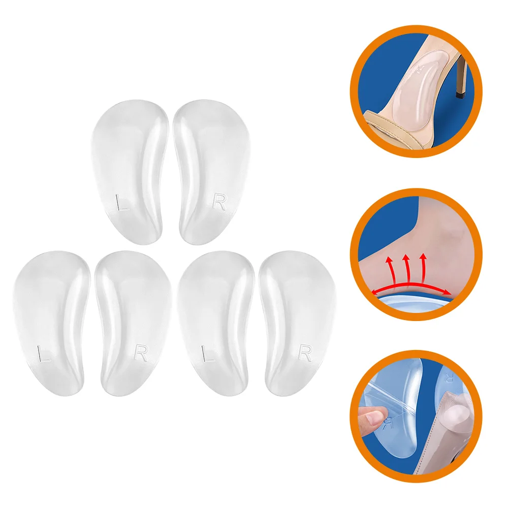 3 Pairs Transparent Color Thickened Gel Arch Support Insoles for Shoes Pad Supports of Foot Invisible Adhesive Pads