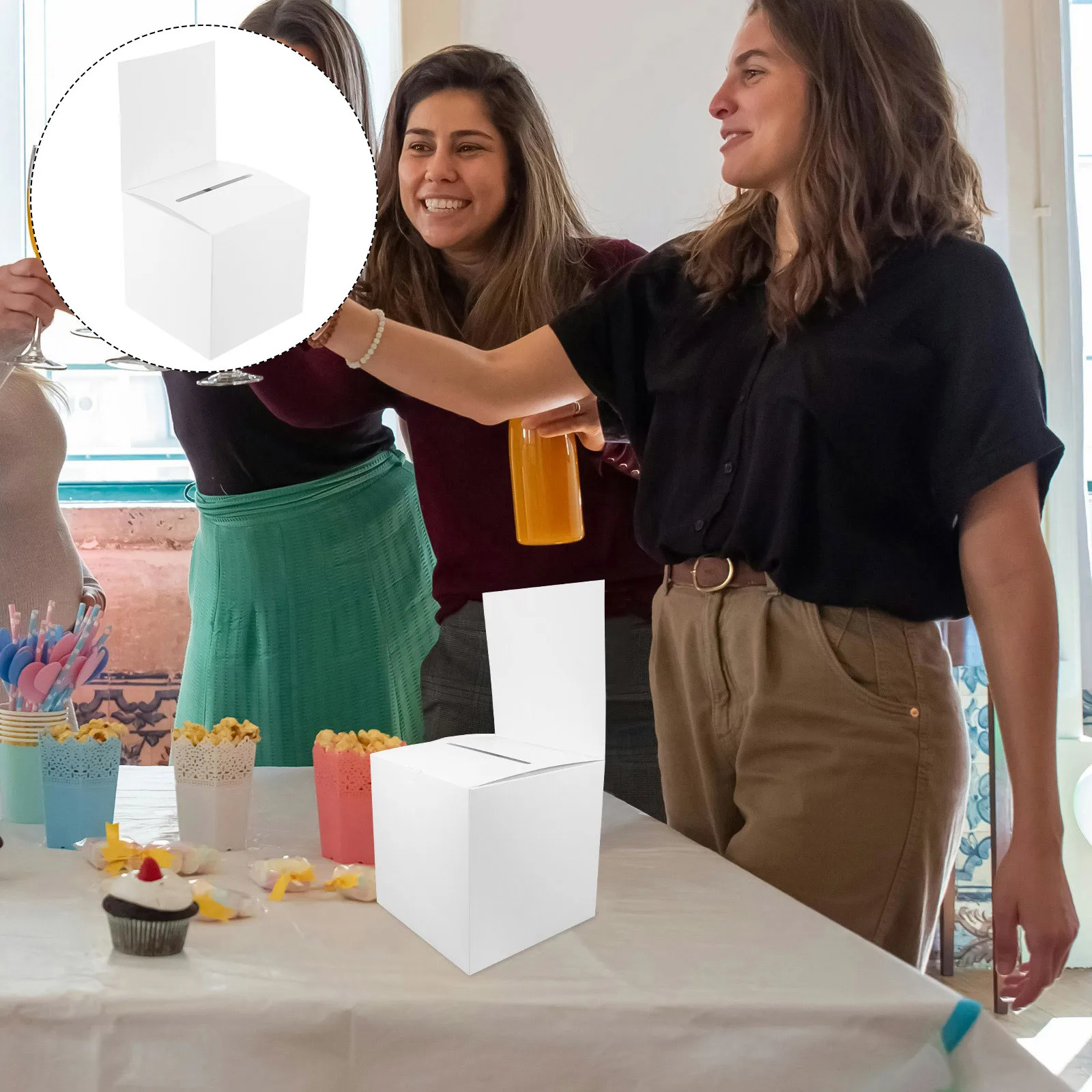 

4Pcs Paper Voting Box Ballot Raffle -Functional Donation Case Storage Container Party Meeting Annual Gathering