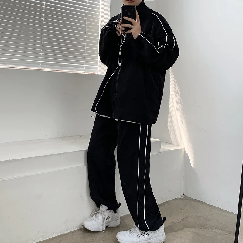 

Spring Autumn Casual Sports Couple Set Men's Women's Two-Piece Suit Harajuku Sle Versatile Class orm Youth Faion