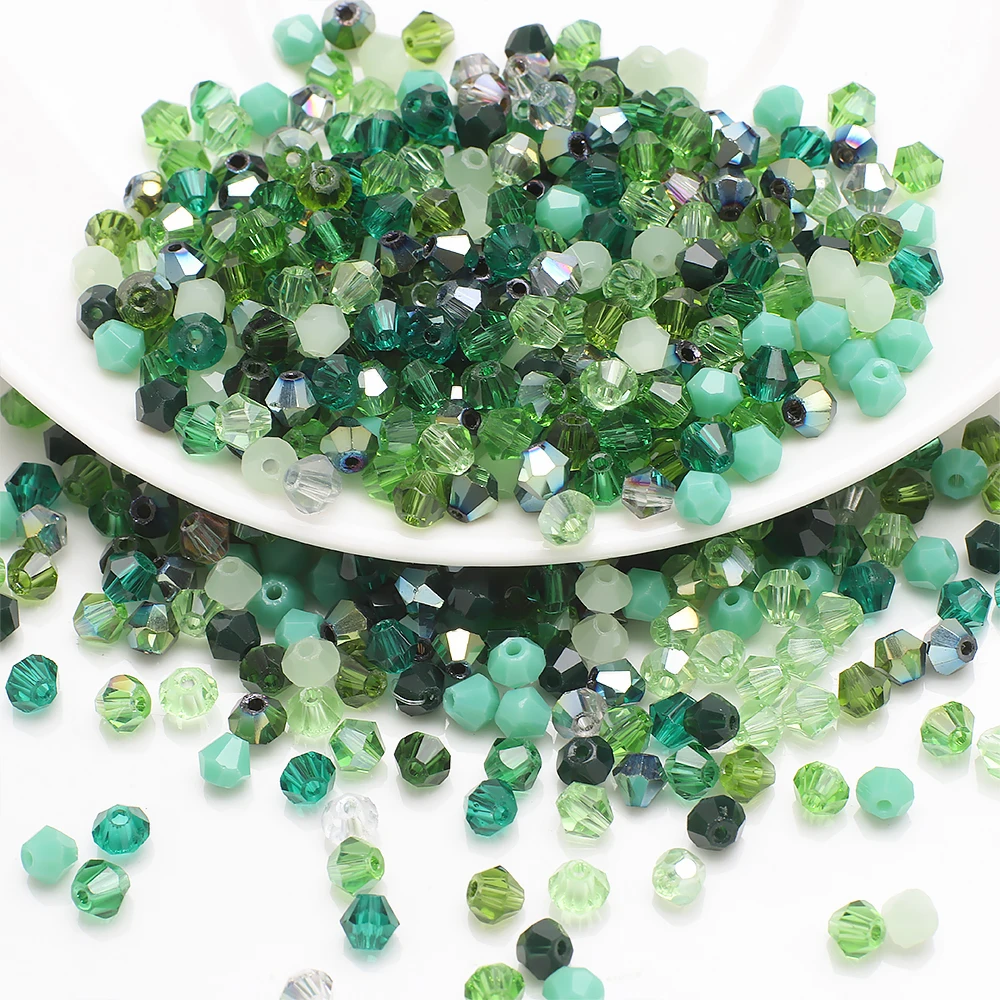 Wholesale 200-500pcs Colorful 2/3/4MM Bicone Crystal Beads Glass Beads Loose Spacer Beads bracelet Jewelry Making Accessories