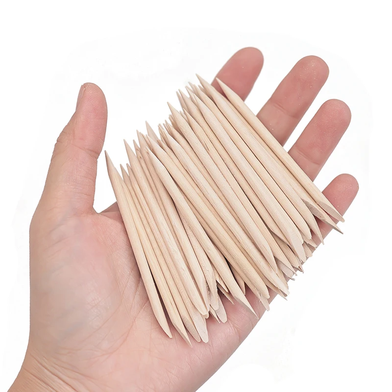 Nail Cuticle Pusher Orange Wood Sticks Nails Manicures Remover Tools DIY Design Nail Gel Polish Drawing Stick for Nail Art