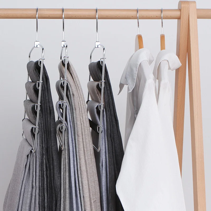 Meerlaagse Roestvrijstalen Beweegbare Hangers Planken Organizer Ruimtebesparing Kast Hanger Rek Broek Kleding Functie Hanger