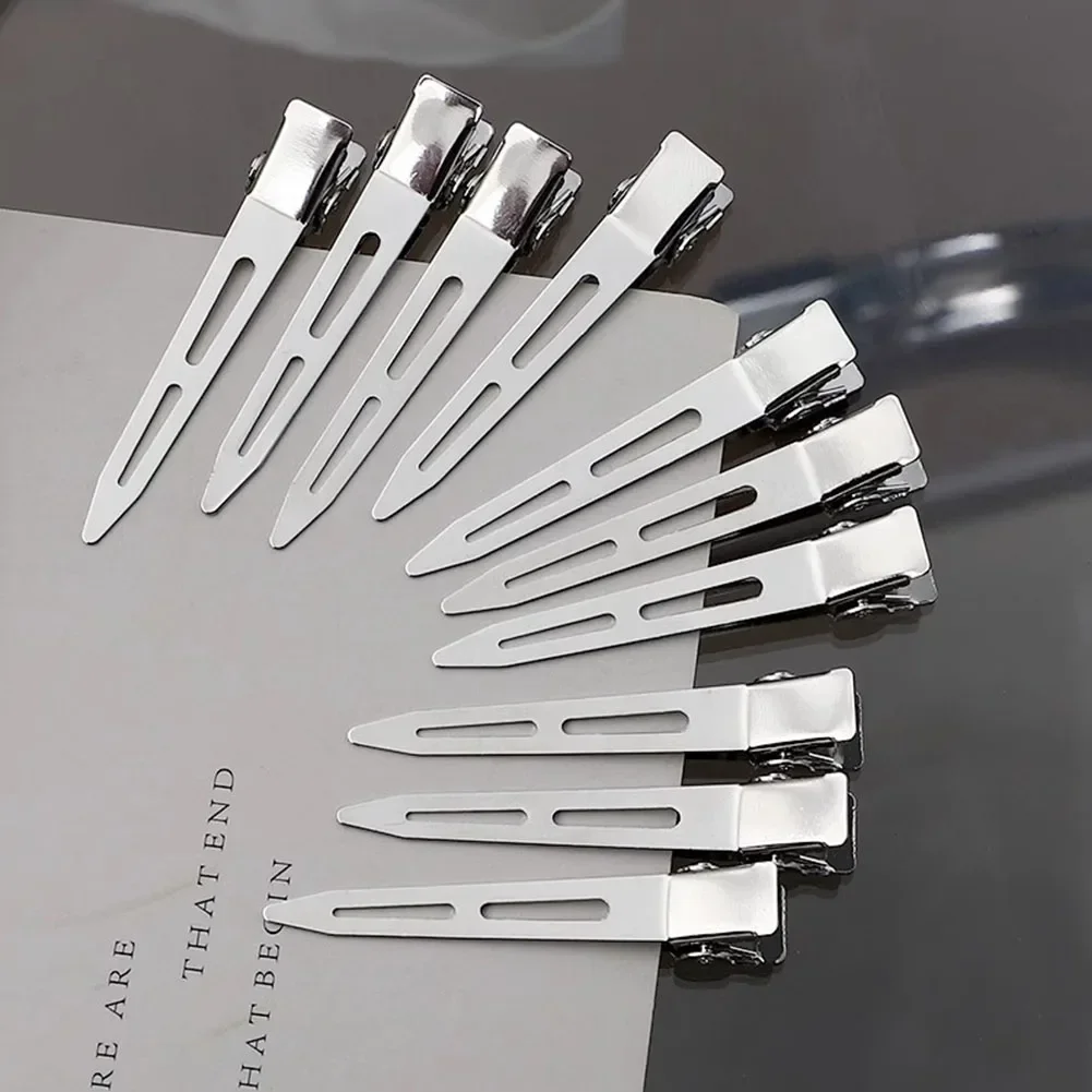 10pcs New Professional Salon Ladies Curl Clips Metal Silver Seamless Duckbill Clip No Crease Fixed Hair Clip Hairdressing Tools