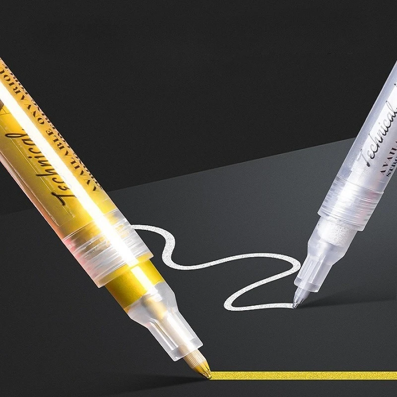 Metallic Acrylic Marker 0.7mm/1.0mm Quick Dry Waterproof Not Fade for Signature Hand-drawn Graffiti Drawing Card Invitation