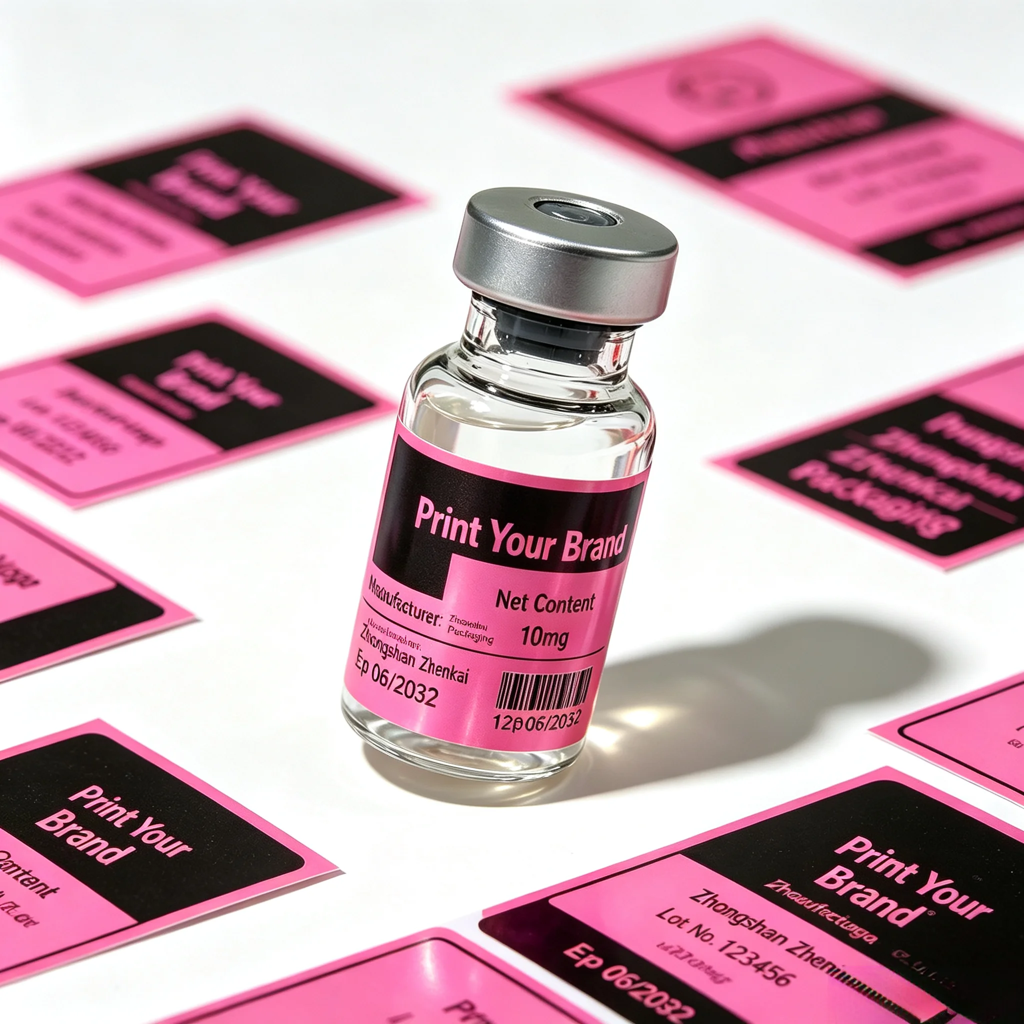 Precision Printed Self Adhesive Stickers for Peptide Vials,Waterproof & High Temp Resistant Labels for Injectable Health Supple