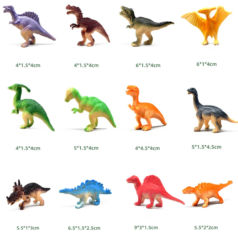 12/24pcs 시뮬레이션 된 공룡 모델 장난감 세트 어린이 파티 선물 생일 카니발 상 DIY 스타일링 데스크탑 장식 장식품