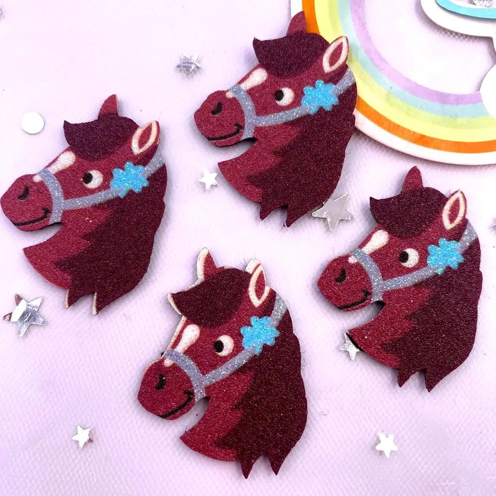 10 pezzi di tessuto in feltro glitter non tessuti colorato squisito cavallo applique toppa da cucito fai da te decorazioni di Halloween accessori