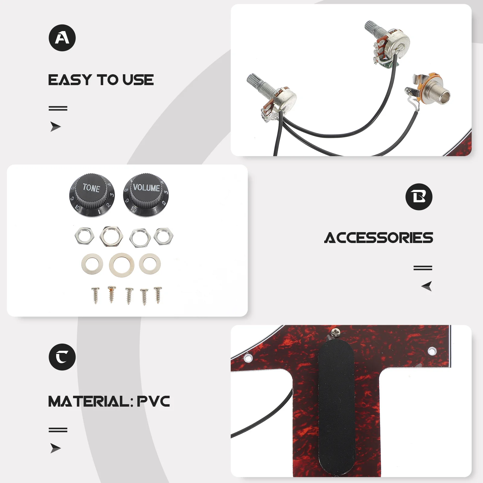 

Mandolin Pickguard 1520x1305x025cm Red Tortoise PVC Plate High Output Low Noise Pickup for Mandolin