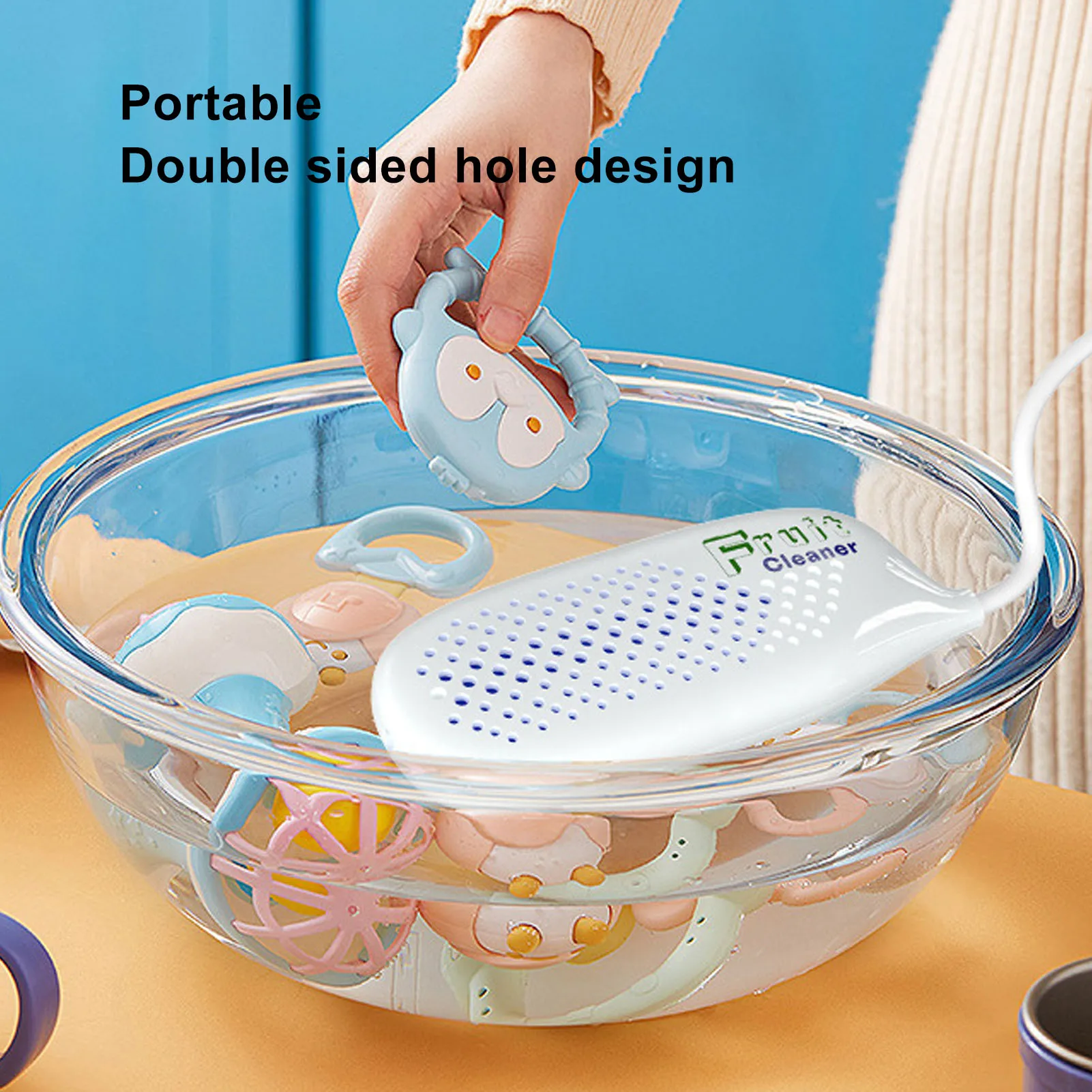 

Vegetable Washing Machine Safe IPX7 Waterproof Double Sided Hole Design USB Auto Fruit Vegetable Cleaning Machine