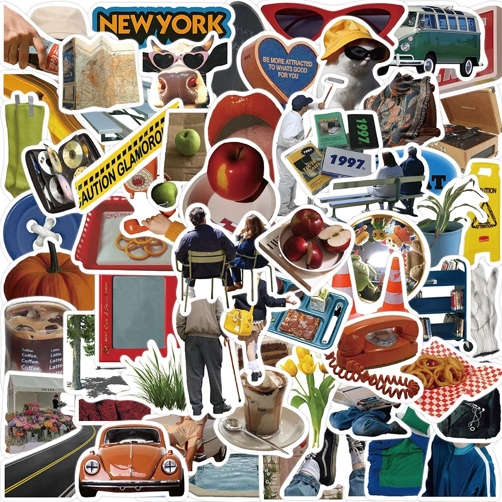 63 pièces Ins New York autocollants pour valise ordinateur portable téléphone Ipad Scrapbook Scrapbooking Materiales bricolage Vintage autocollant artisanat fournitures