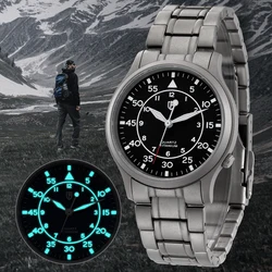 BERNY Orologio in titanio da uomo con rivestimento AR Orologio da polso alla moda con zaffiro Luminoso VH31 Orologio al quarzo ultrasottile Orologio impermeabile 5ATM