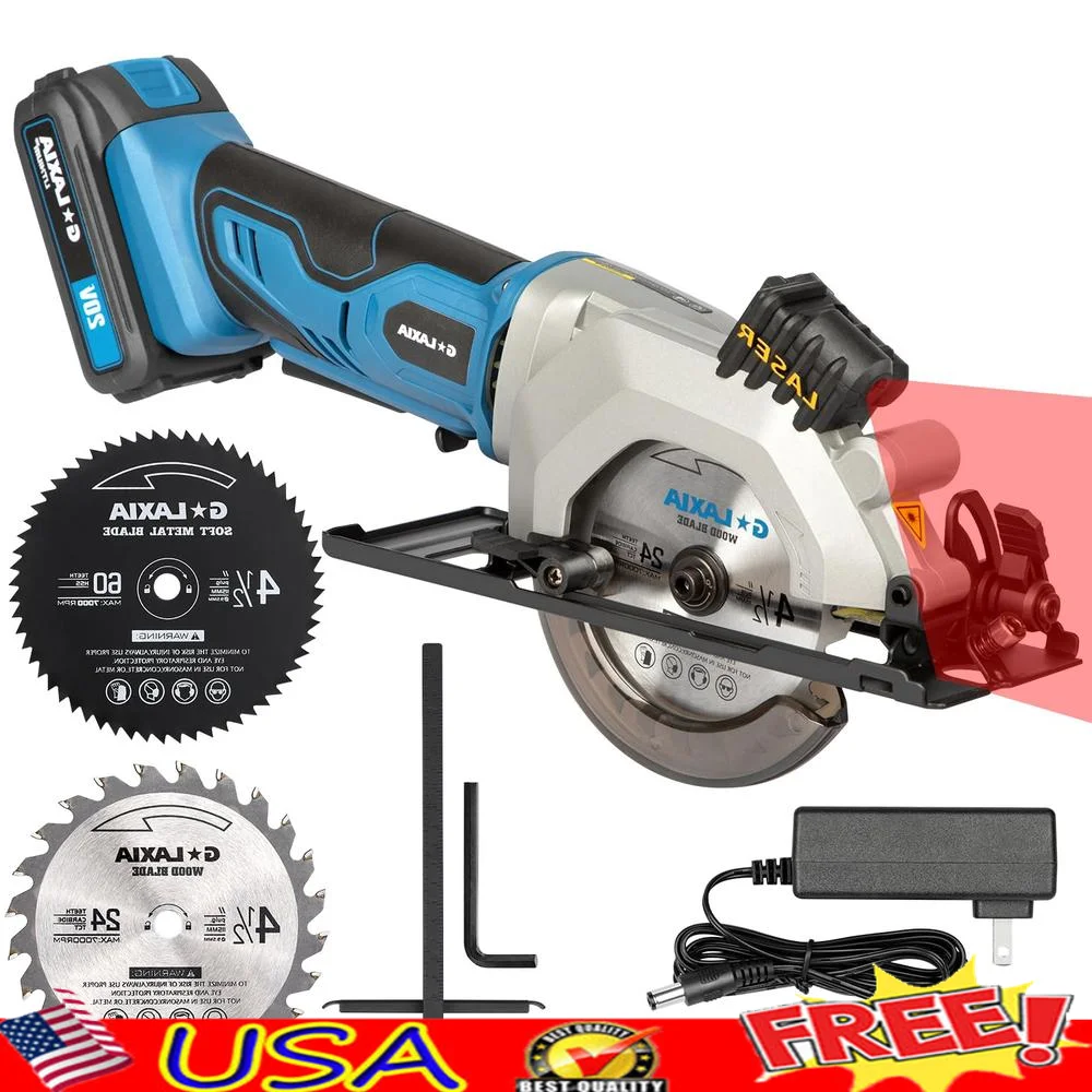 Cordless Mini Circular Saw 4-1/2" with Laser Guide 3400RPM Compact Handheld
