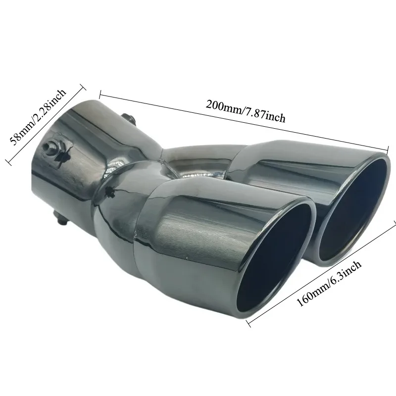 Dual Outlet Car Exhaust Pipe Tip Muffler Tip Tail Pipe Universal Stainless Steel Exhaust System Car Accessories