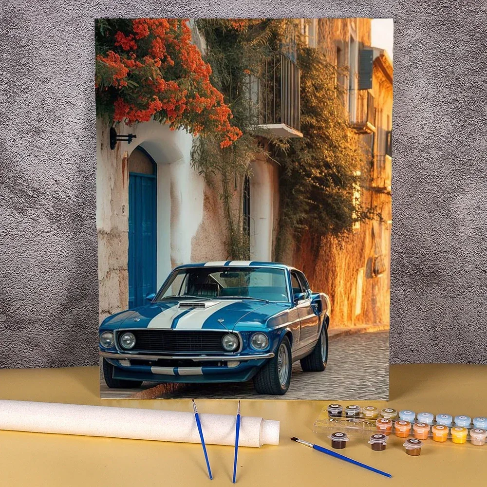 

122482 Painting By Numbers Coloring For Adults Car Landscape Acrylic Paints Kits Handicraft Handiwork Art Picture Number Drawing