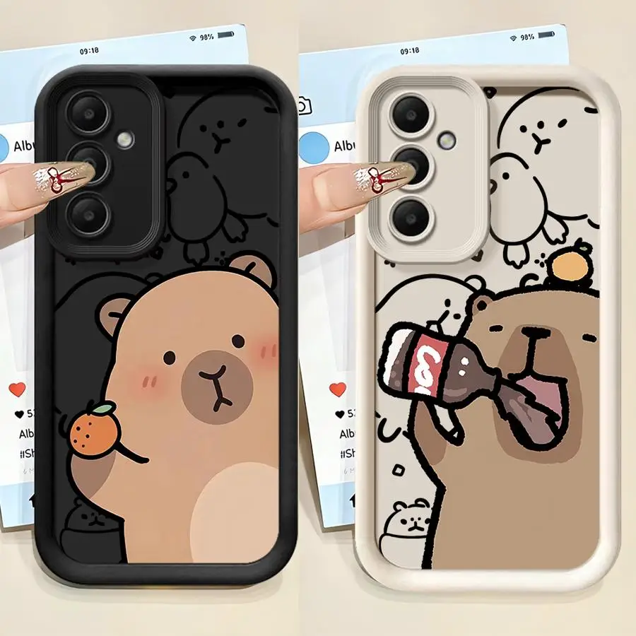 

Phone Case for Samsung Galaxy A26 A22 A33 A32 A34 A24 A13 A56 A14 A23 A12 A36 A16 Soft Cover Cute Capybara