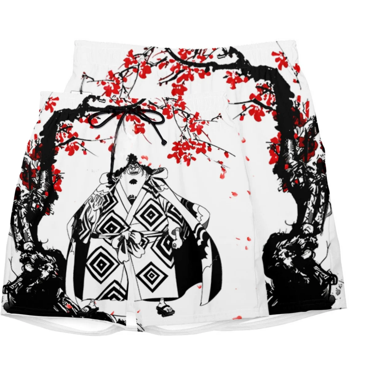 

Мужские быстросохнущие шорты 2026 в стиле японского аниме One Piece с принтом Whitebeard Jr. Cherry Blossom для уличной моды, тренировок и занятий спортом