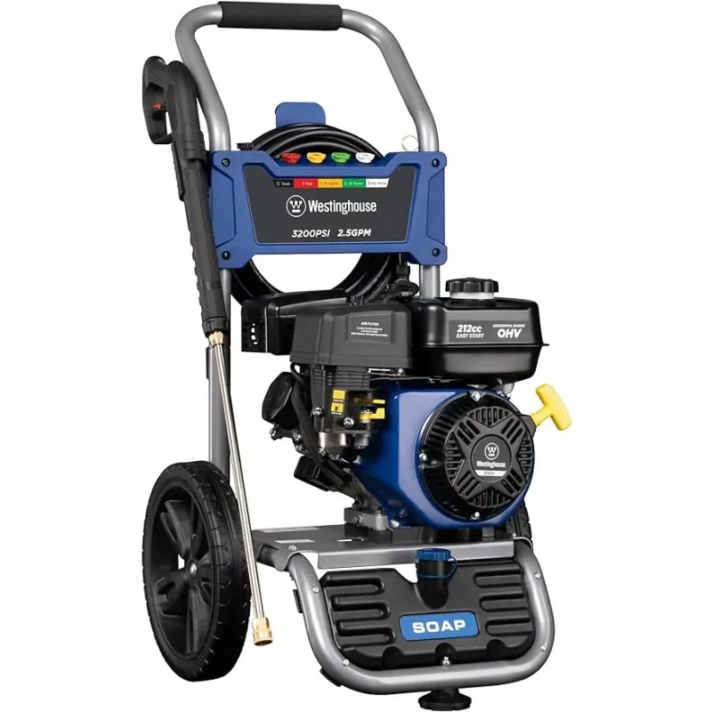 

Westinghouse WPX3200 Gas Pressure Washer, 3200 PSI and 2.5 Max GPM, Onboard Soap Tank, Spray Gun and Wand, 5 Nozzle Set