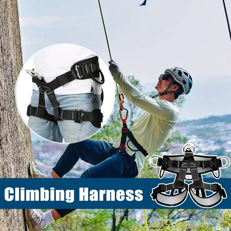 Mens Climbing Harness Half Body เข็มขัดนิรภัยแบบปรับได้สายรัดปีนเขาป้องกันเอว Strong รับน้ําหนักสายรัดเข็มขัดพยุง