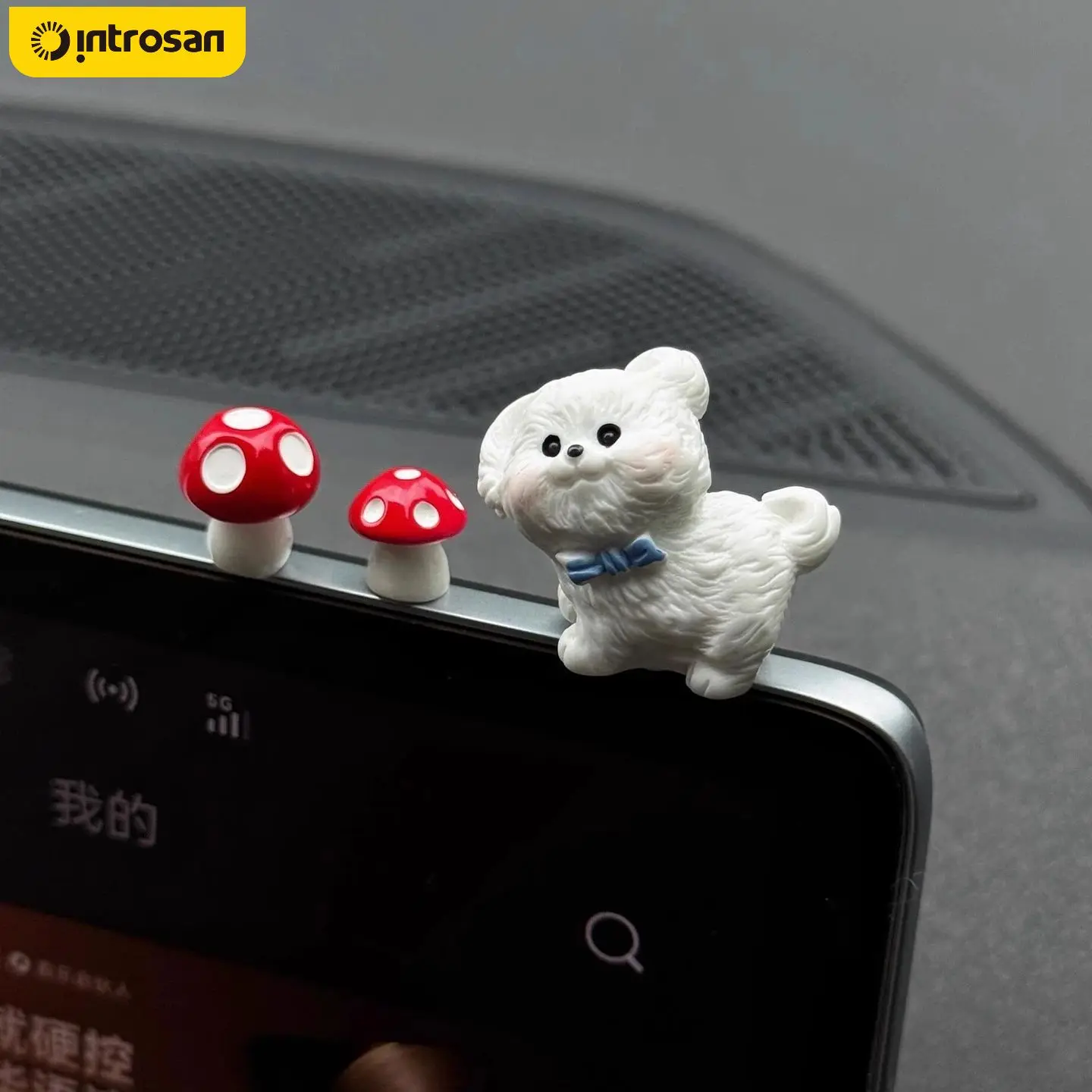 

Cute White Dog Car Ornament Funny Stress Relief Decor for Girls Dashboard Accessories