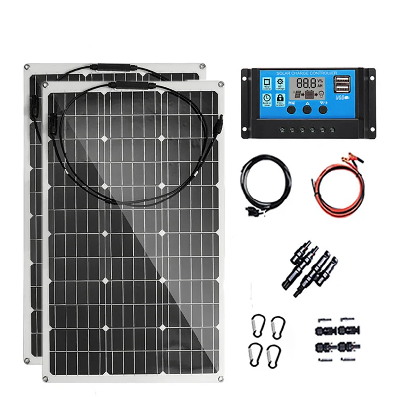 Imagem -04 - Painel Solar pv Kit 60a Controlador de Carga Solar à Prova Impermeável Água Célula Solar ao ar Livre Fonte Alimentação do Carro para Acampamento ao ar Livre Caminhadas 600w