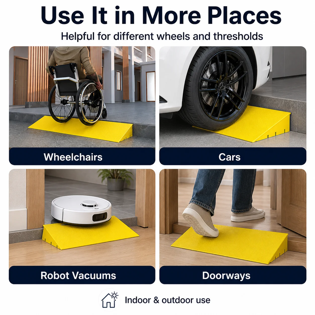 Non-Slip PP Threshold Ramp for 3–10 cm Doorways
