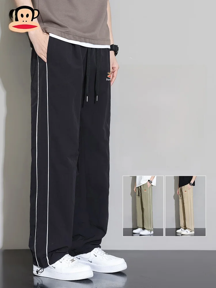 

PaulFrank Ice Silk Straight Leg Men's Casual Pants Summer New Loose Fit Trendy Brand Breathable Nylon Youth Daily Wear