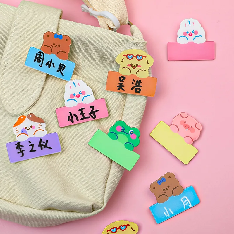 6pcs/set Name Sticker environmentally friendly badge Waterproof Labels Children School Stationery Variety Patterns Animal Tag
