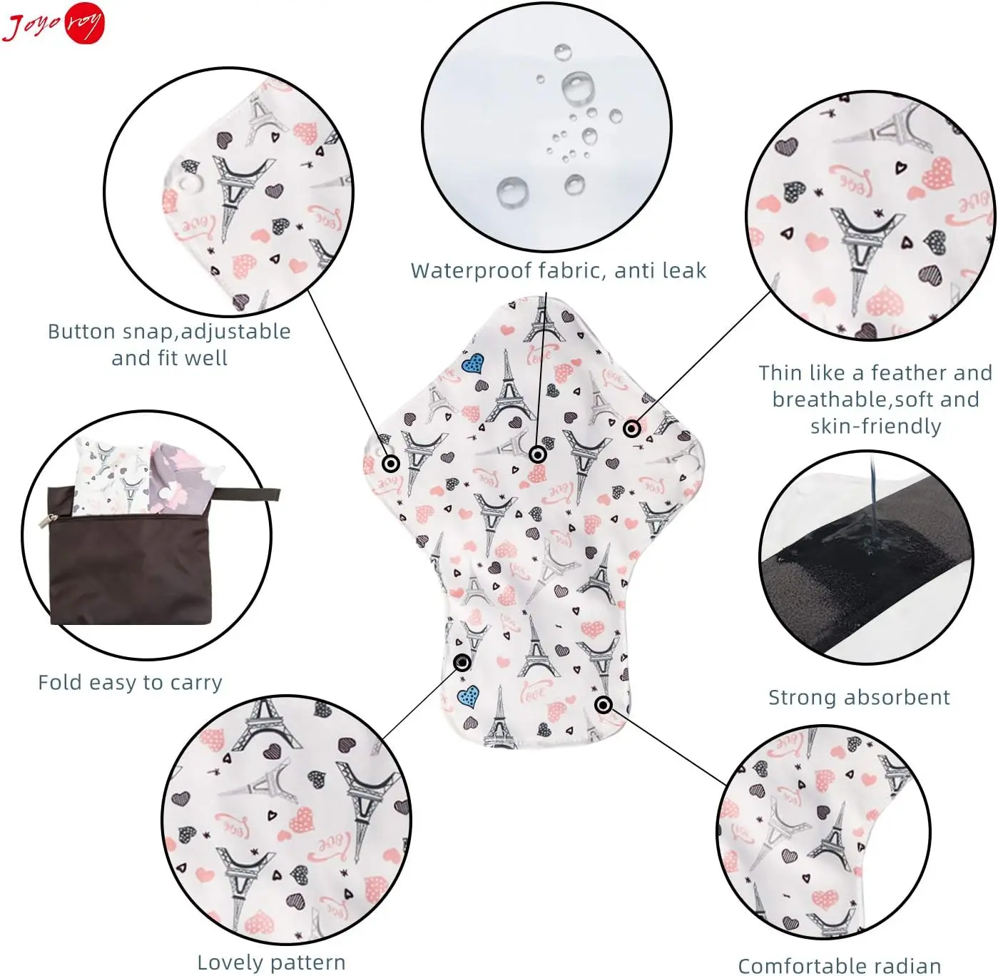 2 قطعة القماش الصحي للجنسين قابلة لإعادة الاستخدام سلس البول الحيض وسادة-مقاوم للماء ماصة تنفس القماش المناديل للاستخدام اليومي/طوال الليل #4