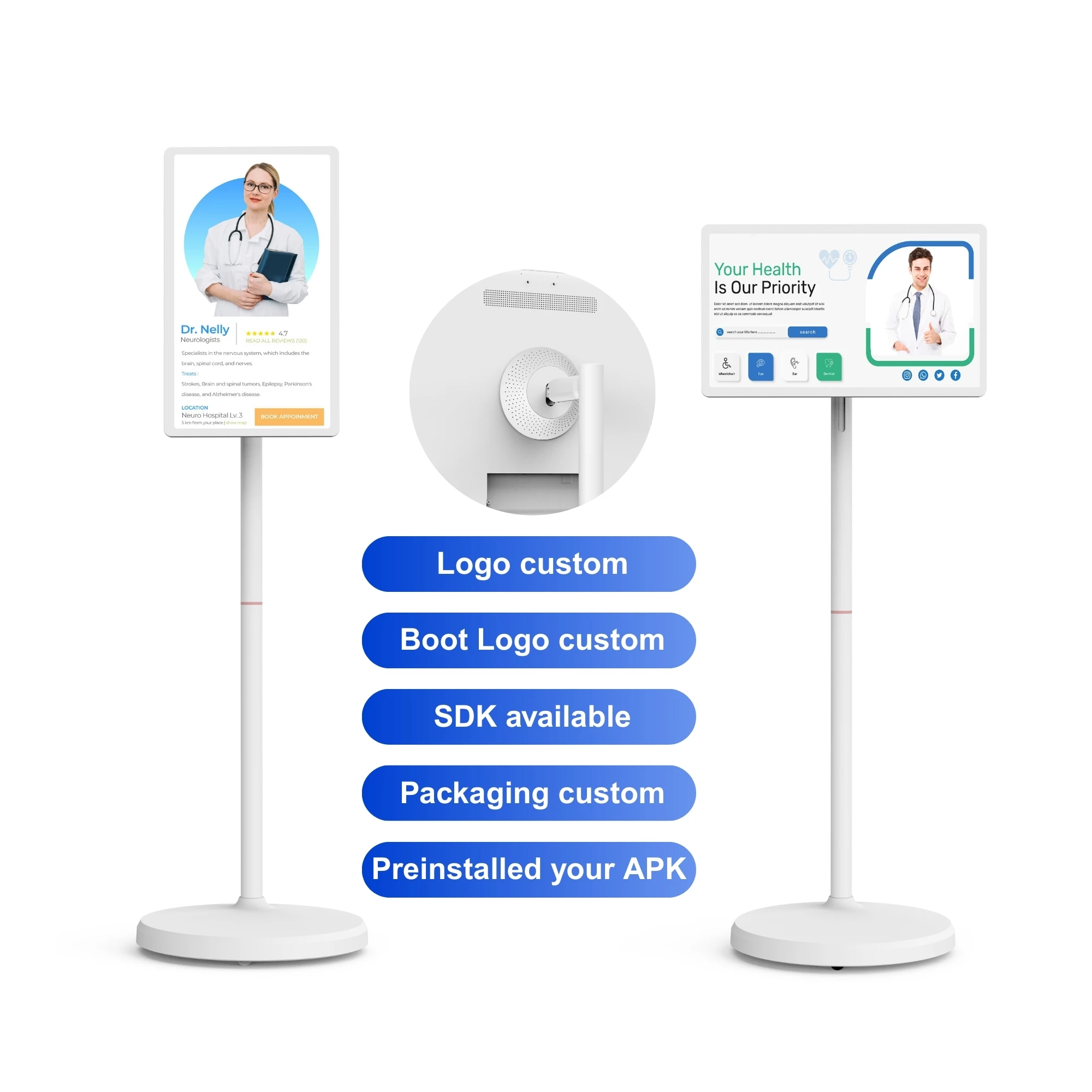 

24 "Портативный Android 13 RK3588S2 Сенсорный экран 8 + 128 ГБ Подставка FHD для бизнес-больницы Анимация цифровых вывесок