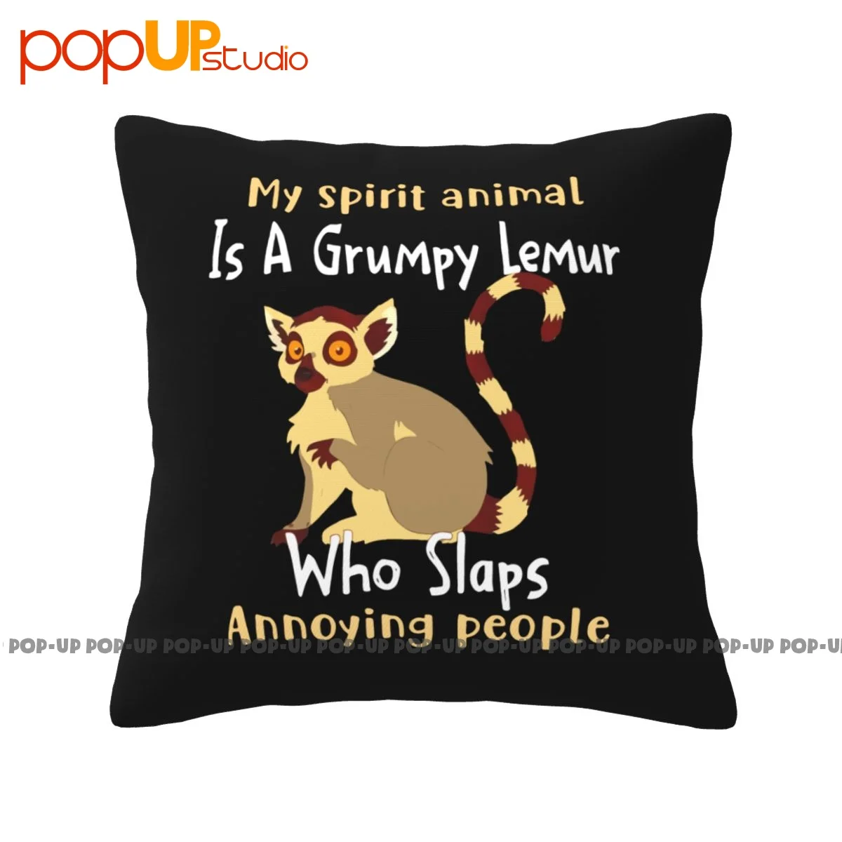 Funky My Spirit Animal Is A Grumpy Lemur Who Slaps Annoying People Pillowcase Throw Pillow Cover Super Soft