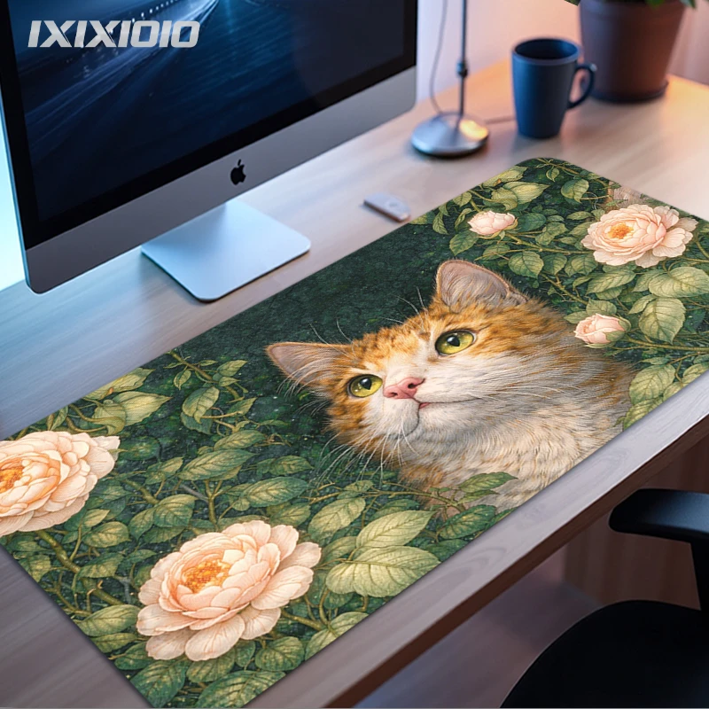 Orange Cat Art Mouse Pad Gamer XL HD Mousepad XXL MousePads Mouse Mat Office Natural Rubber Non-Slip Soft Table Mat