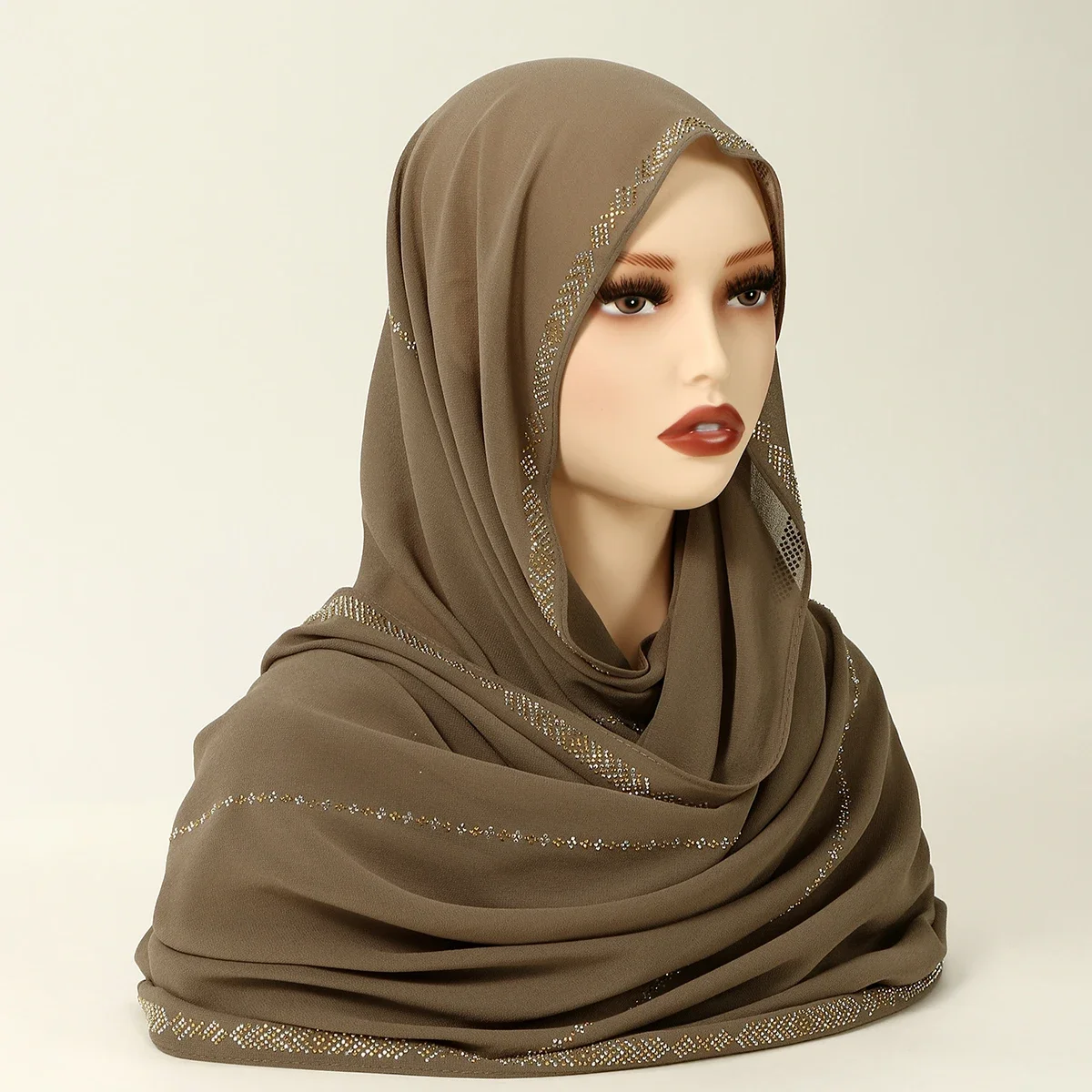 

New Women Rhinestone Pearl Chiffon Long Scarf Muslim Hijab Shawls Wrap Scarves Bandanas Headband Bufanda Foulard Turbante Mujer