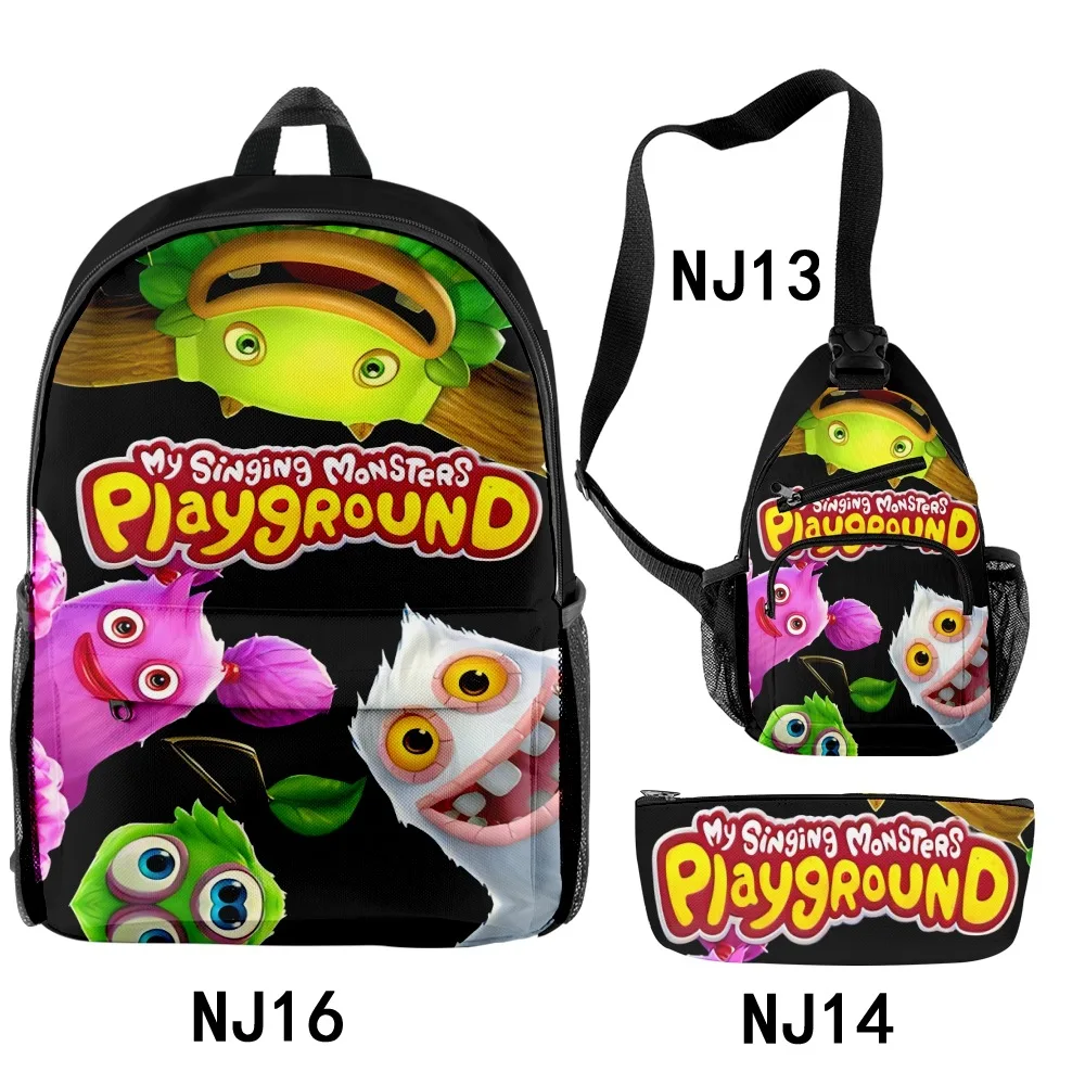 Hip Hop Popular Novelty my singsing monsters 3D Printed 3pcs/Set pupil School Bags Travel Laptop Backpack Chest Bag Pencil Case