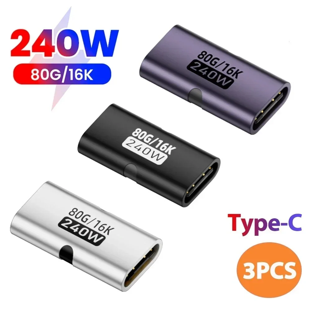 PD3.1 240W Type C OTG Adapter Female To Female 80Gbps High Speed Data Transfer Converter For Macbook Air Laptop PC Accessories