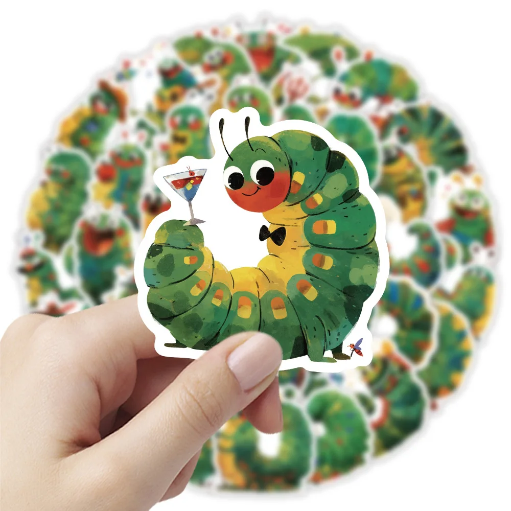 

10/50PCS Greedy Green Caterpillar Graffiti Stickers Cute Caterpillars Personalized Cartoon Decal Laptop Phone Guitar Kid Toys