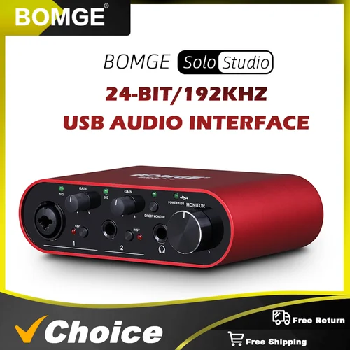 Imagen 1 del producto BOMGE BMG-11S USB Focusrite Sally Solo Audio Interface Mixer de 24 bits/192 kHz Tarjeta de sonido profesional y amplificador de auriculares de monitoreo para computadoras de grabación en vivo