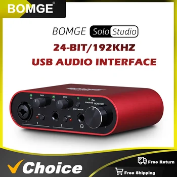 BOMGE BMG-11S USB focusrite 스칼렛 솔로 오디오 인터페이스 믹서 24 비트 /192kHz 전문 사운드 카드 및 수신 헤드폰 증폭기는 현장 녹음 컴퓨터에 사용됩니다