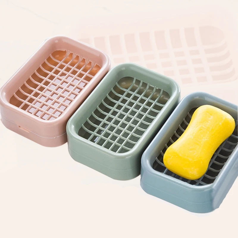 Nordic Double Layer Home Grid Soap Box Bathroom Drainage Soap Holder Bathroom Storage Rack Soap Dish Organizer Household Item