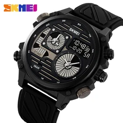 SKMEI 2202  Sport Watch Mens LED Light Stopwatch Waterproof Wristwatches Alarm Creative Cool 4 Time Display Countdown Digital