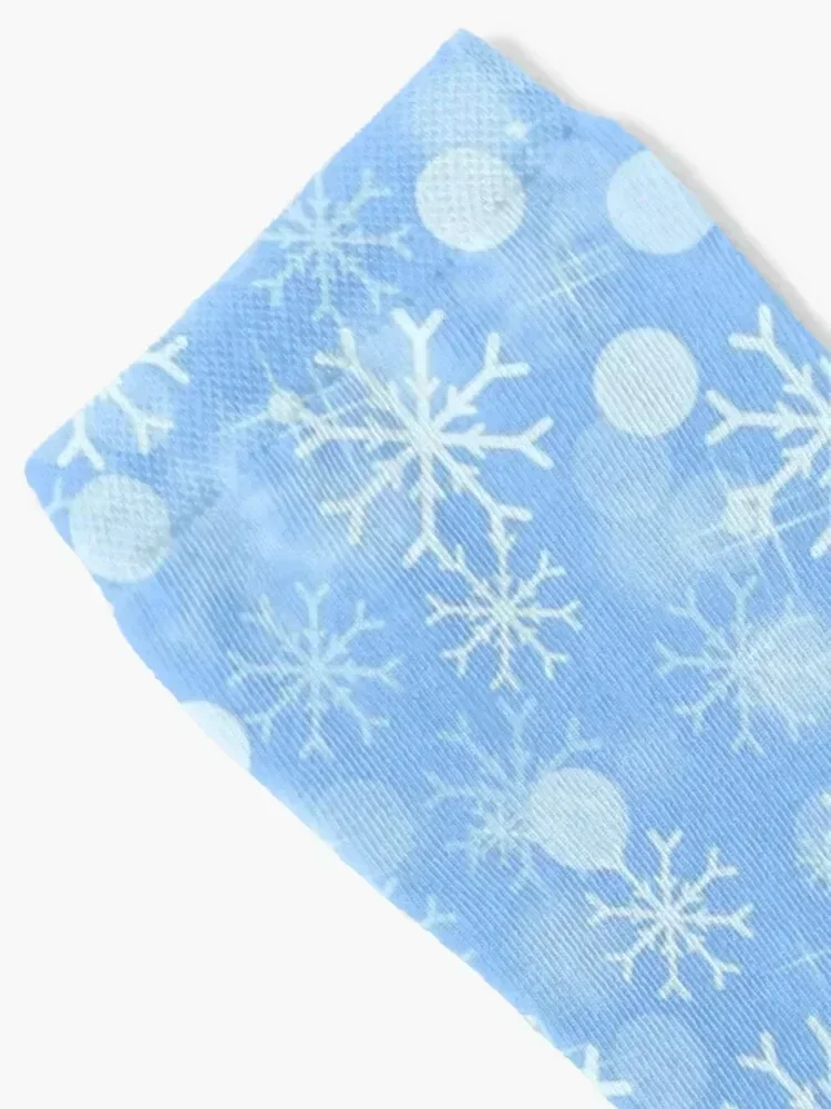 Winter Snowflakes on Blue Background Holiday Pattern Socks summer hockey Christmas floor Men Socks Women's
