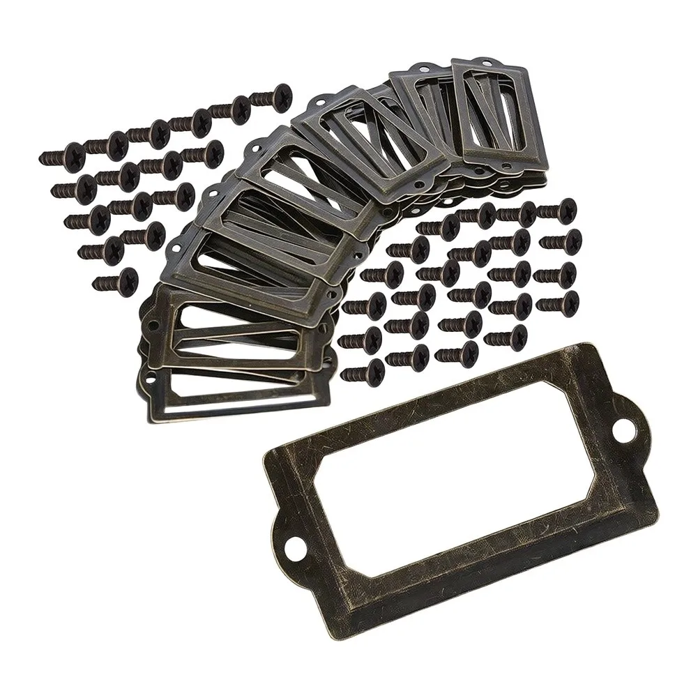 30pcs Drawer Label Tag Holders with Screws for Filing Cabinets Jewelry Boxes Wine Cellars Cupboards and Storage Solutions