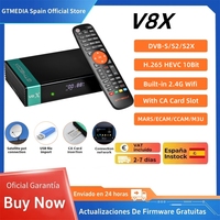 GTMEDIA V8X DVB-S/S2/S2X Satellite Receiver HEVC H.26510Bit,Built-in 2.4G WIFI With CA Card Slot Support MARS/ECAM/M3U/CCAM STB