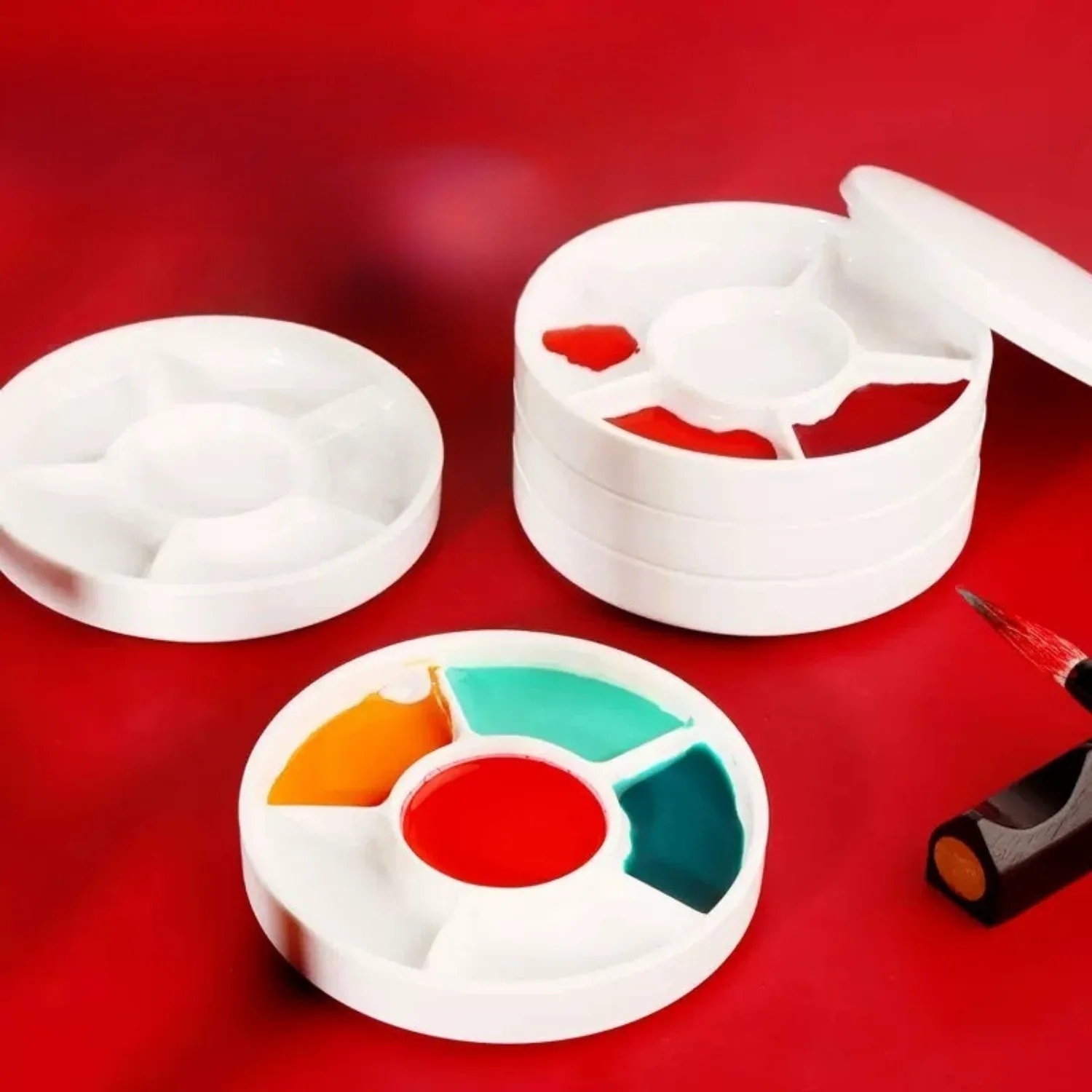 Desktop Storage Round Sealed Painting Palette Multifunctional Pigment Mixing Tray For Watercolor Acrylic Drawing