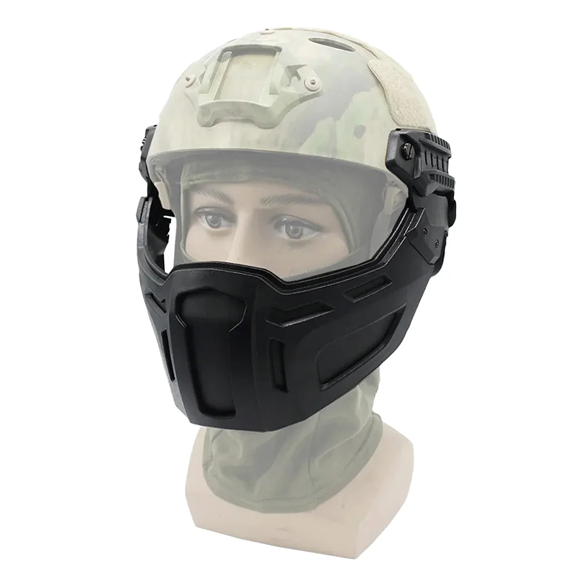 Adjustable Tactical FAST Helmet Flip Goggles With Half Face Mask Airsoft Paintball CS Game Protection Goggles Windproof Anti Fog