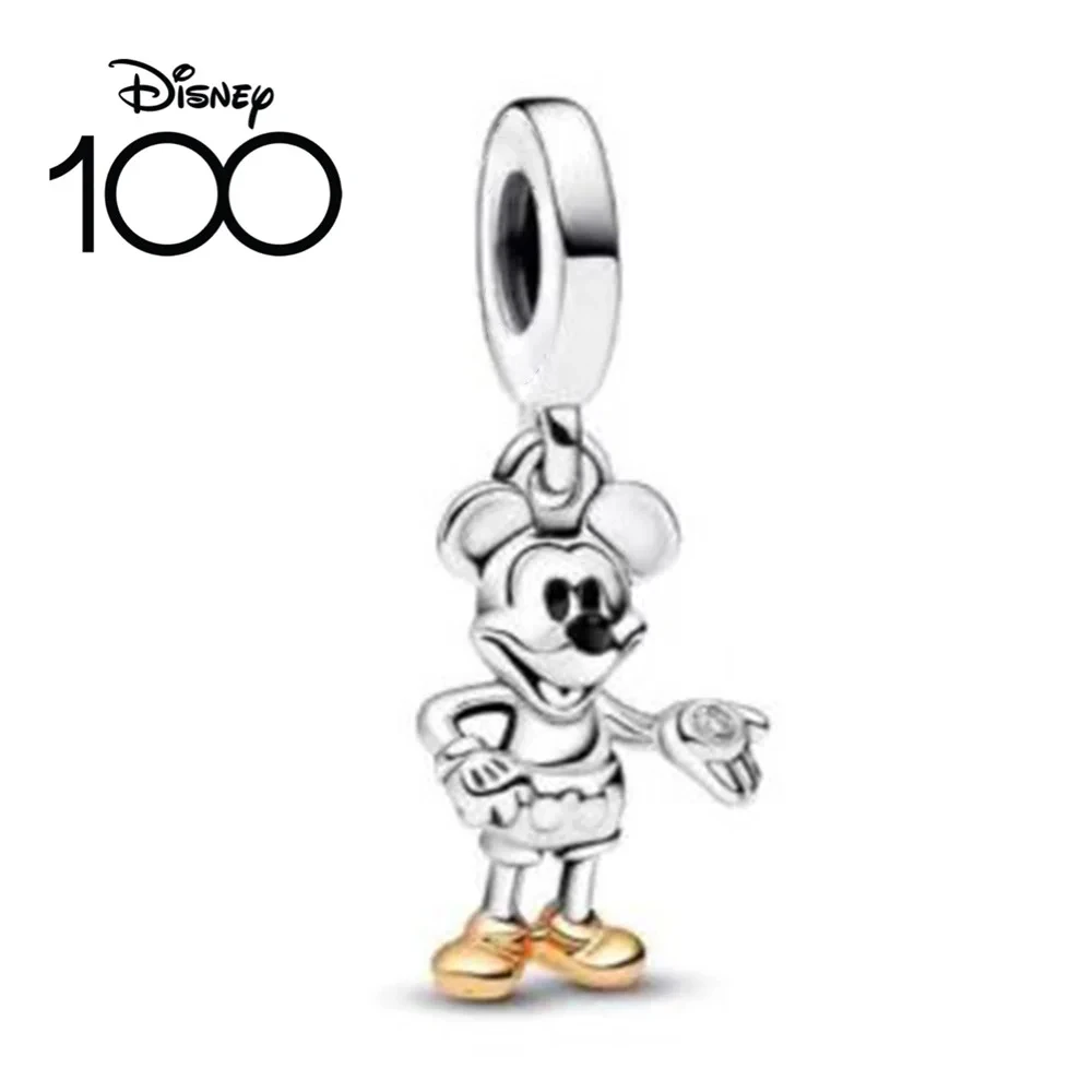 100th Disney 925 Stering Silver Mouse Charms Minnie Clip pendenti perline Fit Pandora braccialetto originale fai da te per gioielli da donna 2024