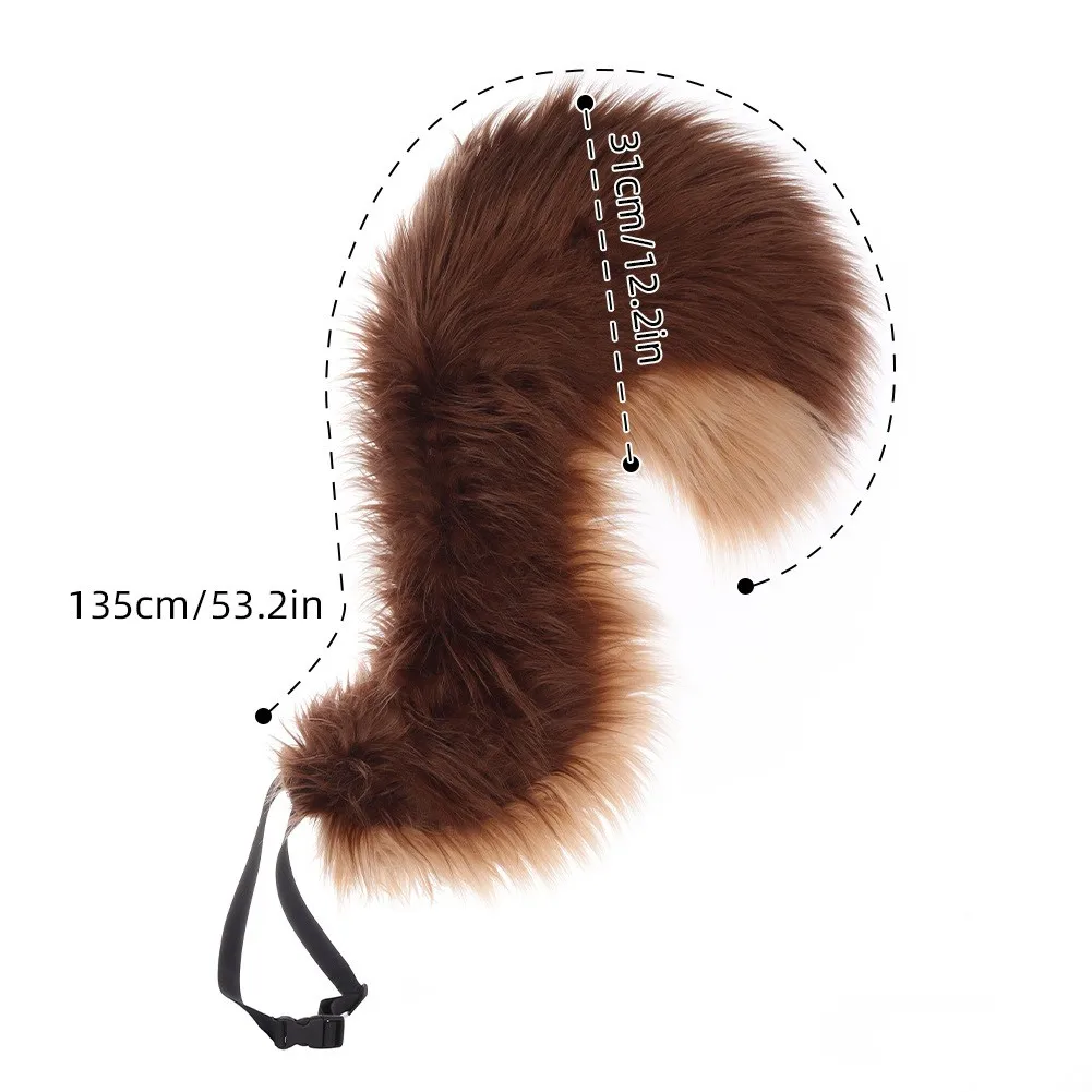 Squirrel Tail Cosplay Fursuit Halloween Furry Animal Anti-Gravity Wire Frame Adjustable Costume Prop Accessory