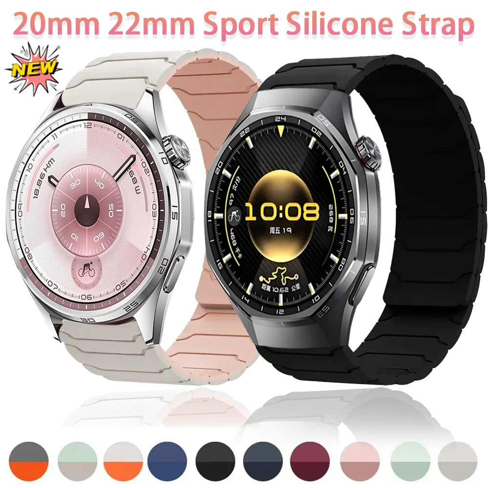 20/22mm Sport Silicone Strap for Huawei Watch 5 GT6 Pro GT6 GT5-4-3 46mm Magnetic Bracelet Amazfit Active 2 Balance 2 Bip 6 Band