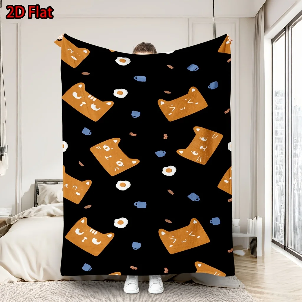 Cozy Food Print Throw Blanket for Sofa Couch Cute Kawaii Fleece Microfiber Lap Decoration Throw Gift