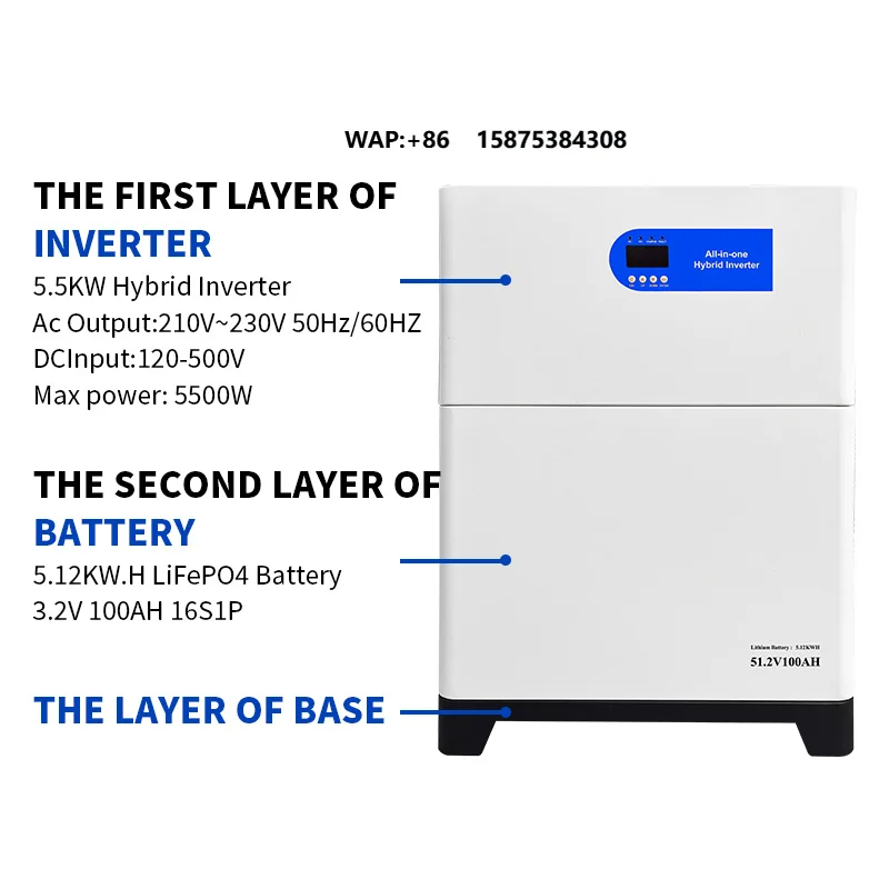 48v 5kw 10kw All in One Vertical Stacked Solar Storage System Home Battery Storage Solar Energy System