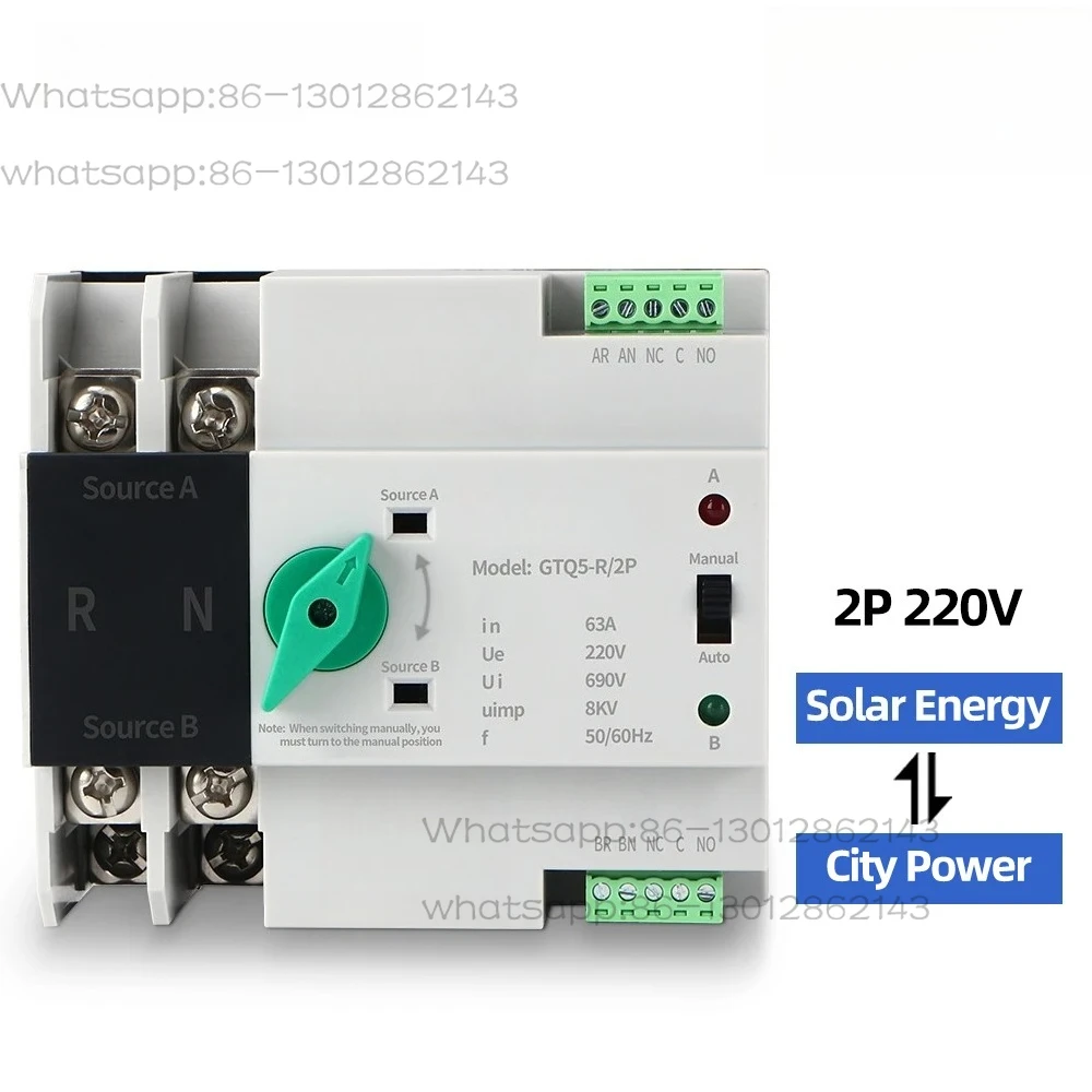 

Automatic power transfer switch dual GTRIC 2P DIN rail ATS photovoltaic inverter AC 230V uninterruptible selector 63A 100A 125A
